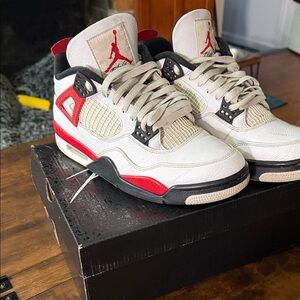 Jordan Retro Sneakers in White and Red